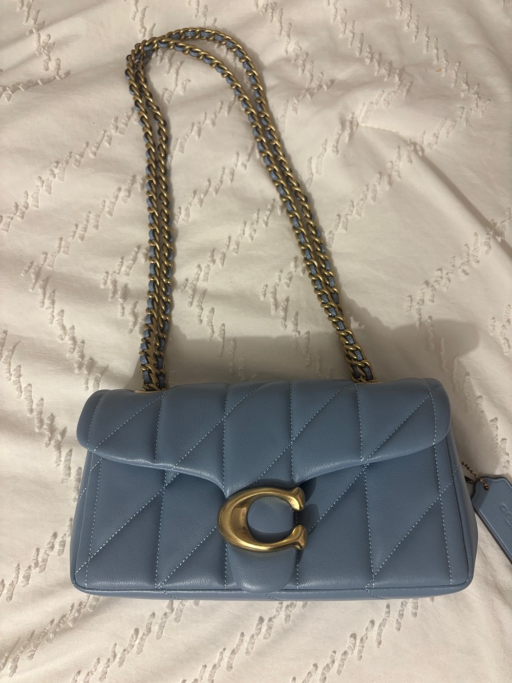Coach quilted Tabby 20 Shoulder Bag in bluebell with Gold Hardware